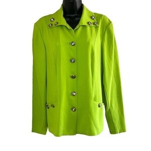 Vintage🧚‍♀️women’s Lime Green Button Down Front Pocket Blazer Jacket